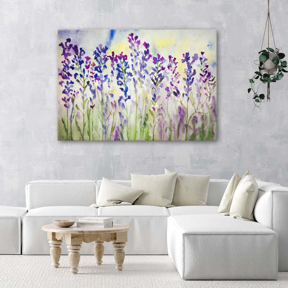 Leinwandbild Abstract Flowers Meadow Purple