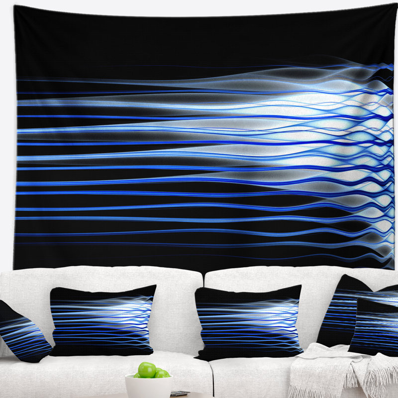 Tapisserie vagues de couleur bleu foncé abstrait, H 32 po x l 39 po