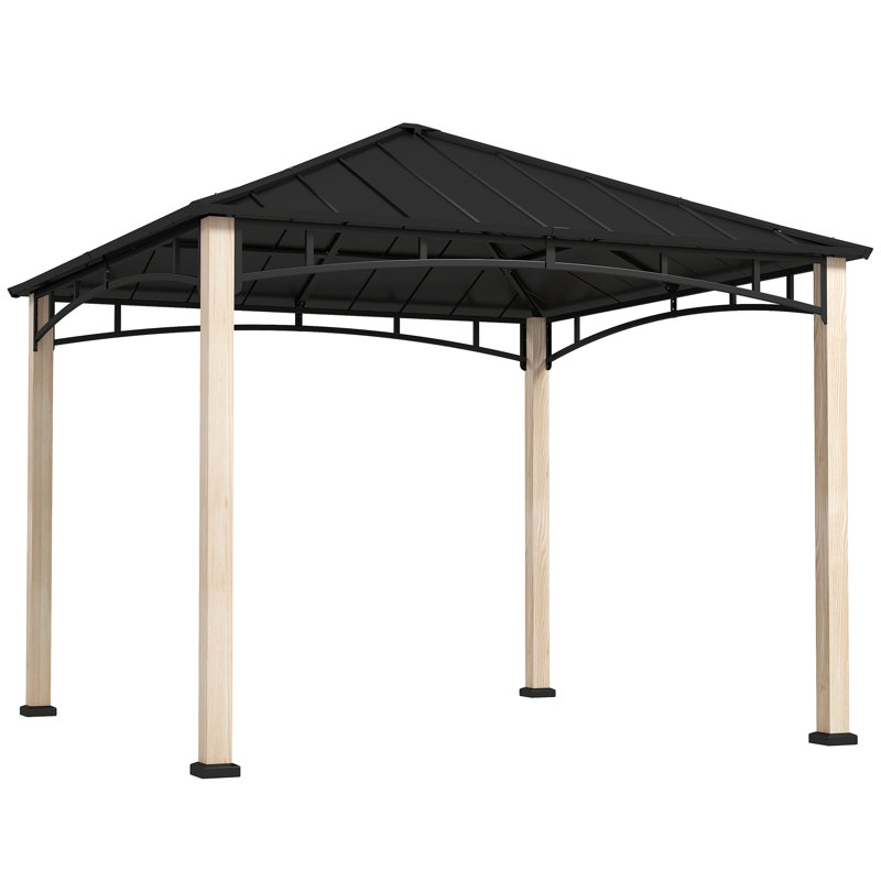 Outsunny 3 x 3(m) Hardtop Gazebo Canopy Galvanised Metal Roof Top Hook