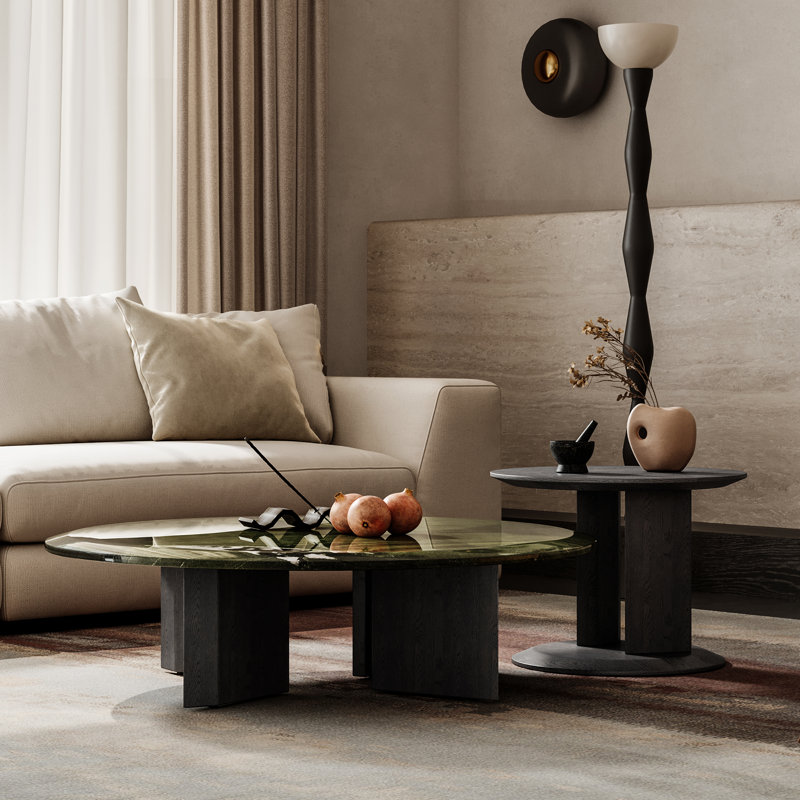 Modern Nested Coffee Tables, Minimalist Style Living Room Center Table In Green And Black For Living Room Lounge Office