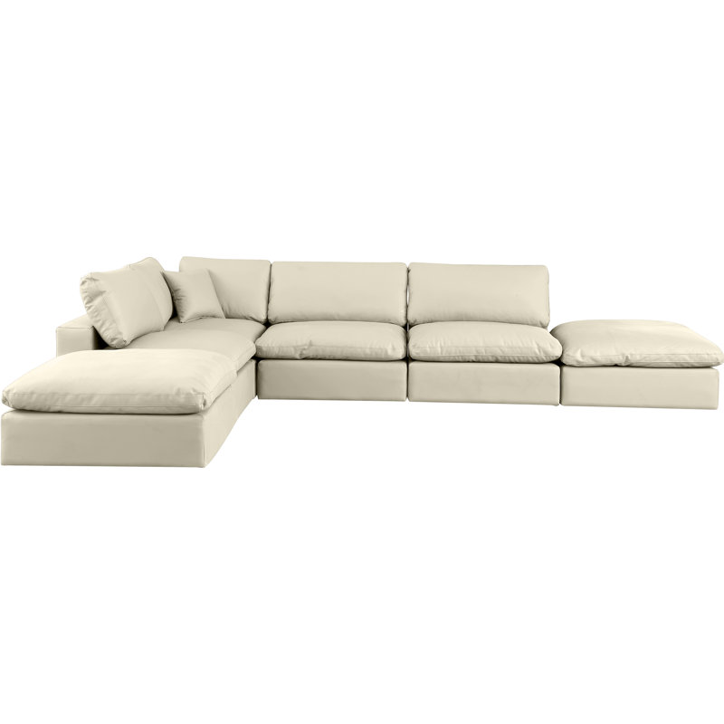 Canapé modulaire en similicuir 160 po, Cuir crème végétalien