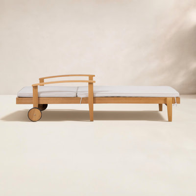 28" Eucalyptus Patio Chaise Lounge