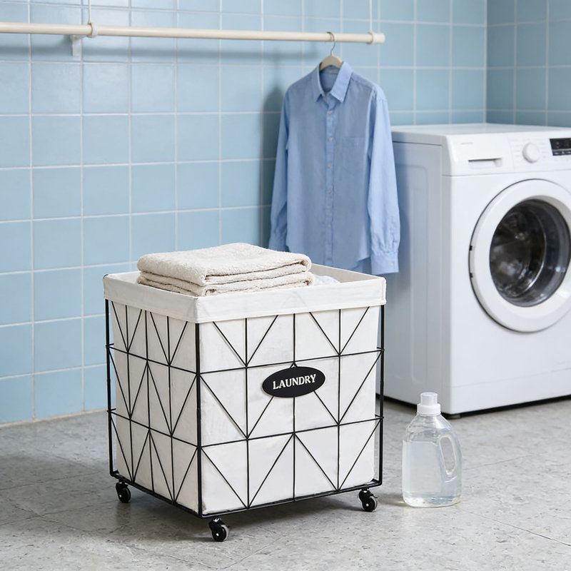 Collapsible Laundry Hamper With Removable Washable Liner, Large Capacity Rolling Basket For Clothes Storage And Home Organization