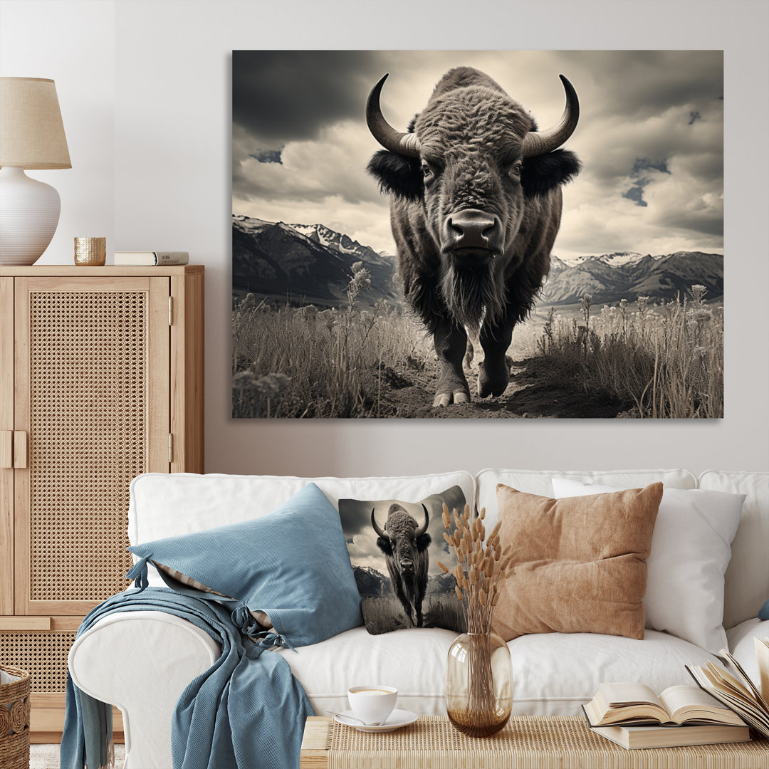 Bison Majestic Bison - Bison Canvas Print Union Rustic
