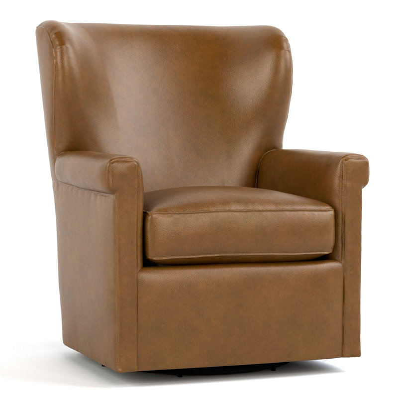 Hudson Valley Leather Swivel Wingback Chair