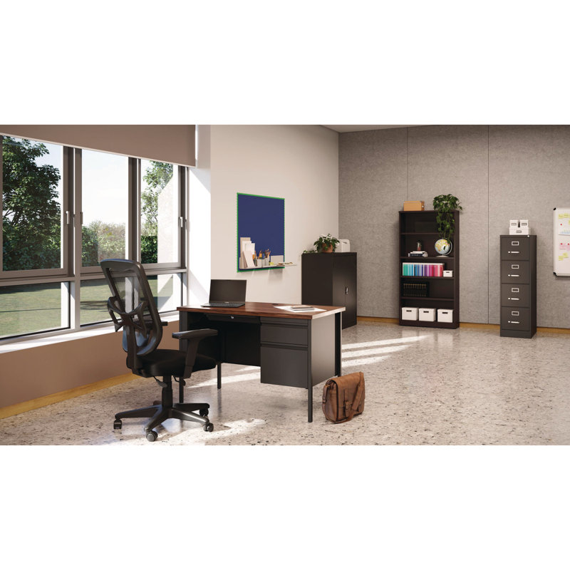 Espresso Adjustable 5-Shelf Woodgrain Laminate Bookcase
