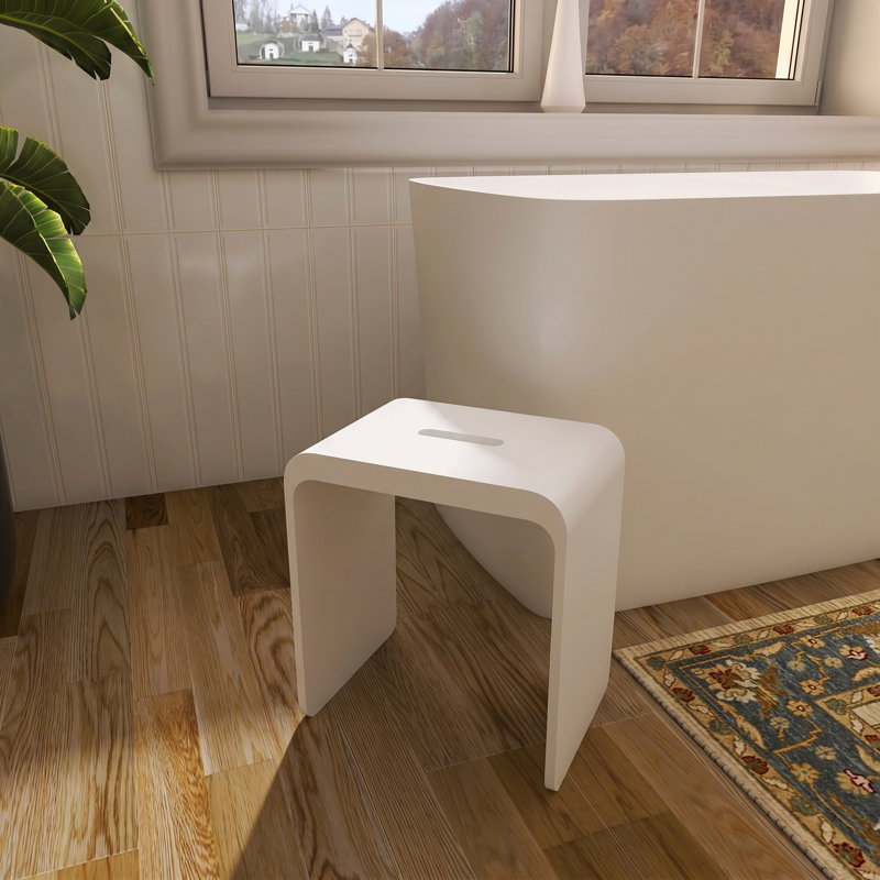 Siège de meuble-lavabo autoportant avec surface solide et blanc mat