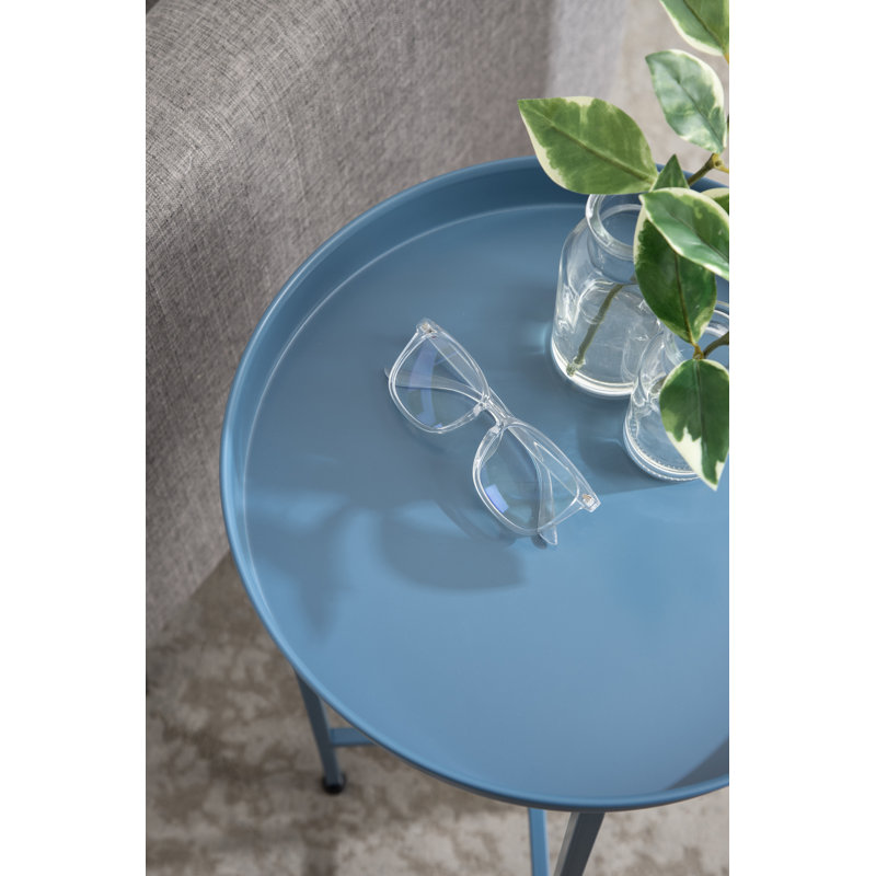 Ekta Tray Top End Table, Blue, Blue