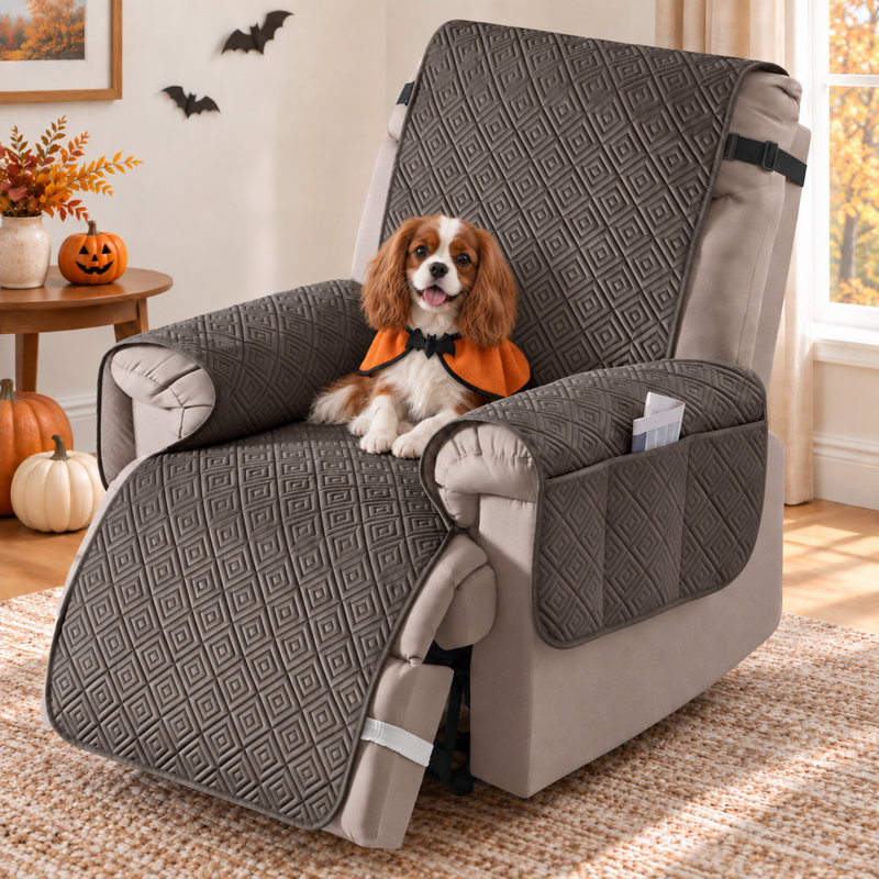 Housse pour fauteuil inclinable avec coussins en T en velours Wildee, Petit l 23 po, Velours brun chocolat