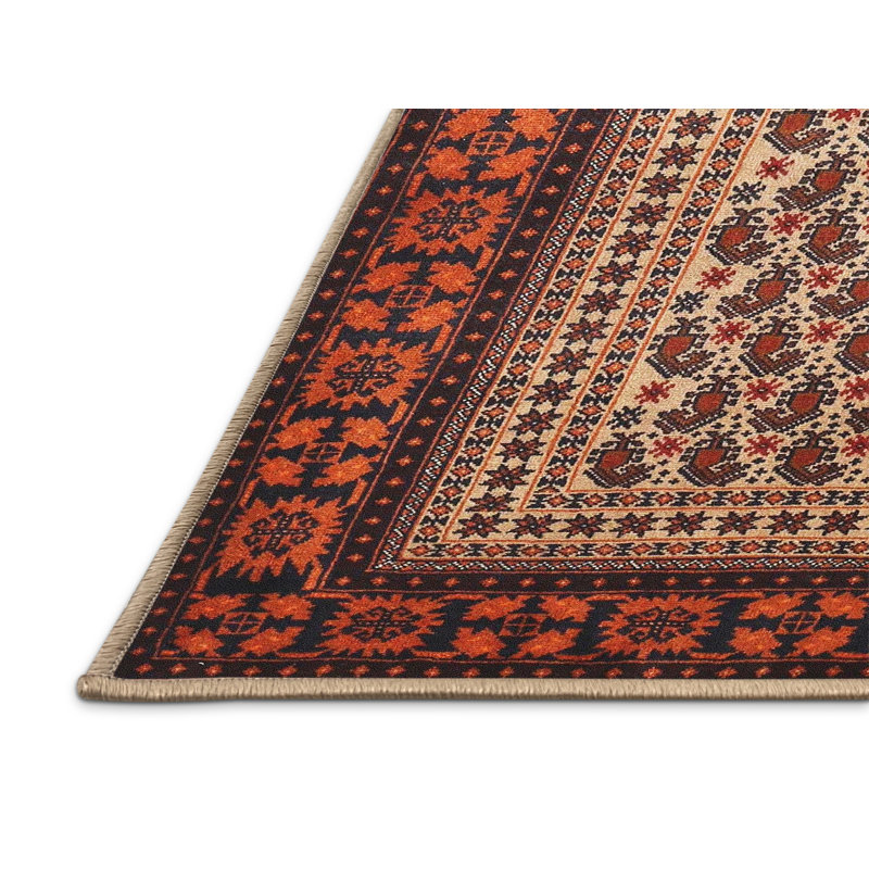 Tapis oriental multicolore tissé à la machine Oriental, Rectangle 8 pi x 10 pi