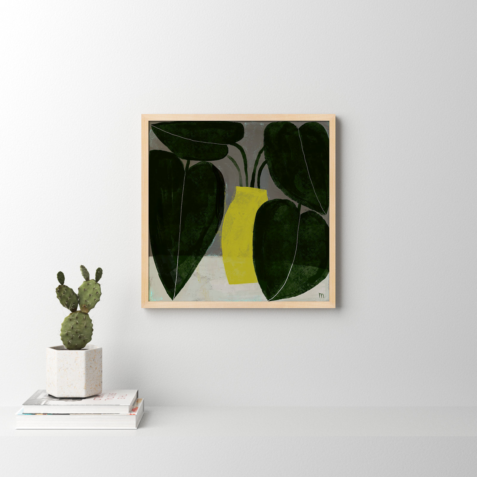 Plant "Plant No. 7" Painting, Brown, 24" H x 24" W x 1.25" D