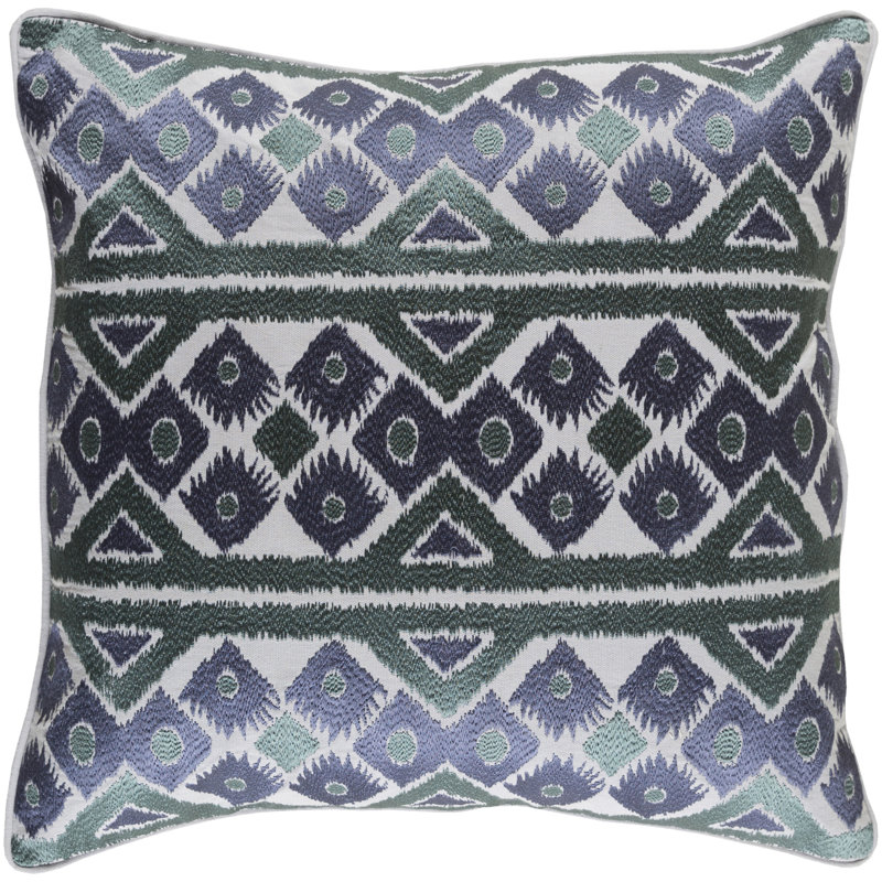 Morowa Cotton Throw Pillow, Gray/Blue, Pillow Cover Only, 20" x 20"