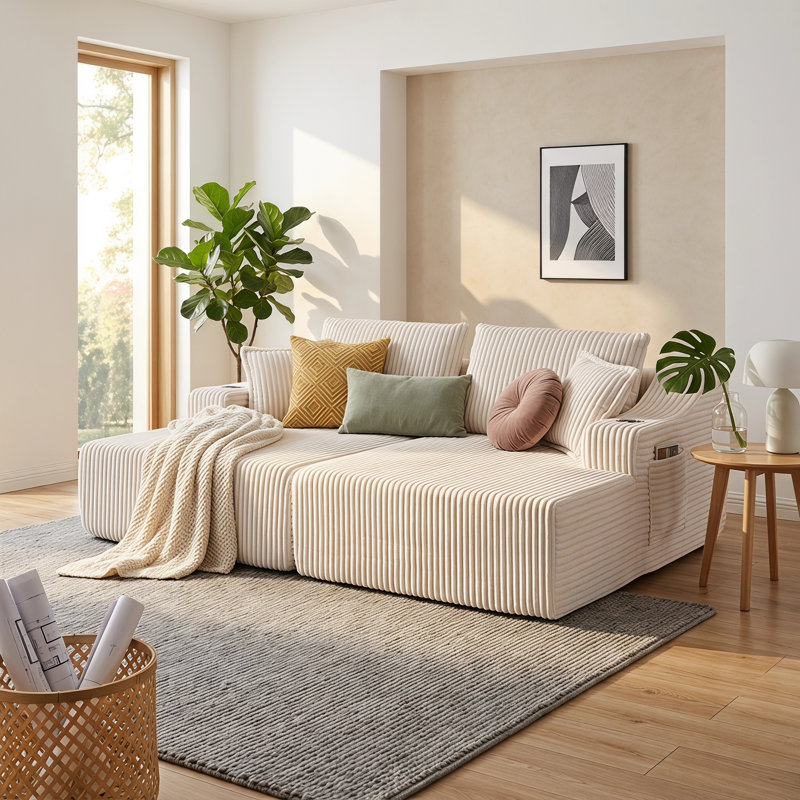 Canapé-lit de 83 po surdimensionné pour lit double, canapé-lit 2 places désossé, canapé-lit à assise profonde avec mousse haute densité et 6 coussins, sans assemblage requis, canapé compressé