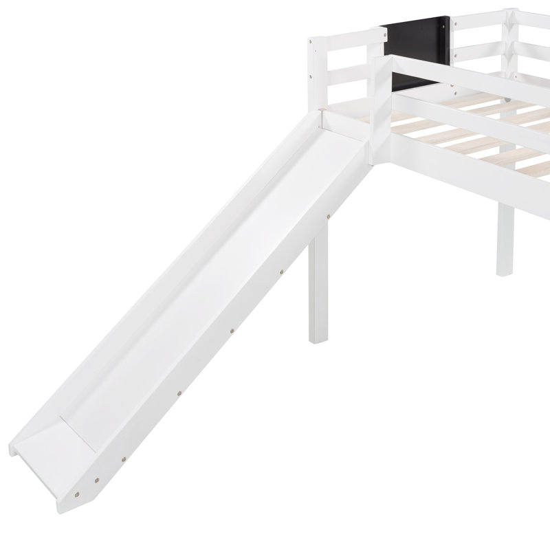 Twin Loft Bed With Slide And Blackboard