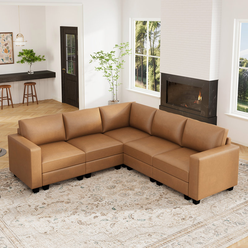 Abramson L-shaped Faux Leather Sectional Sofa