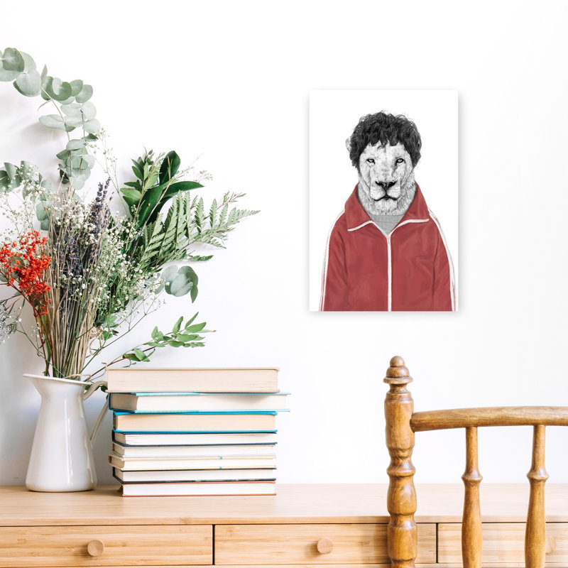 Stylish Lion Track Jacket Contemporary Wall Art Print by Balazs Solti - Wrapped Canvas Print, 45.72cm H x 30.48cm W