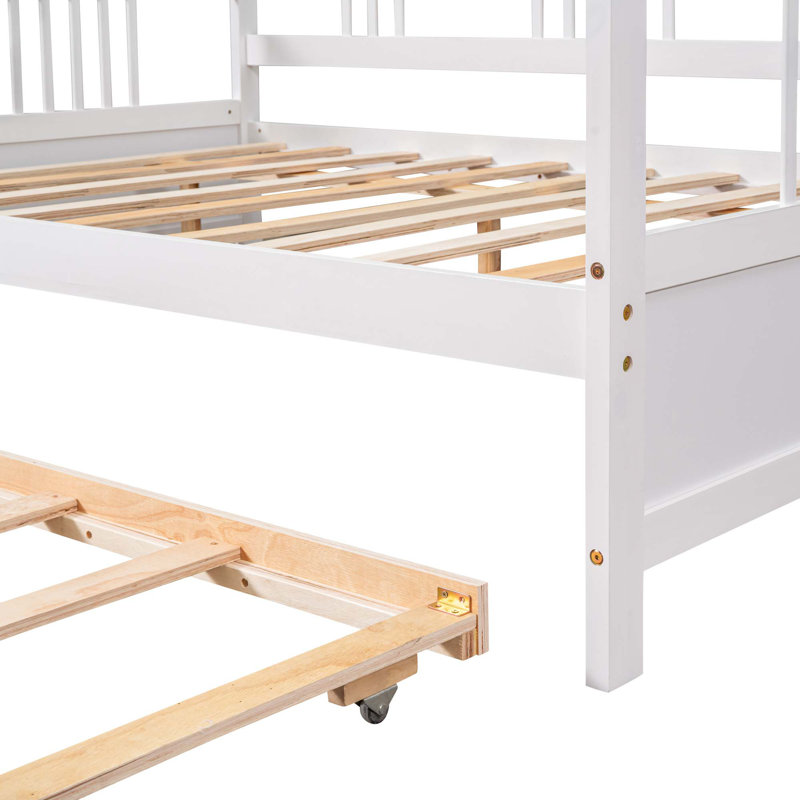 Daybed Wood Bed With Trundle, Full, White
