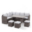 Canapé modulaire d'extérieur en osier 7 pièces 7 pièces avec coussins et table de salle à manger