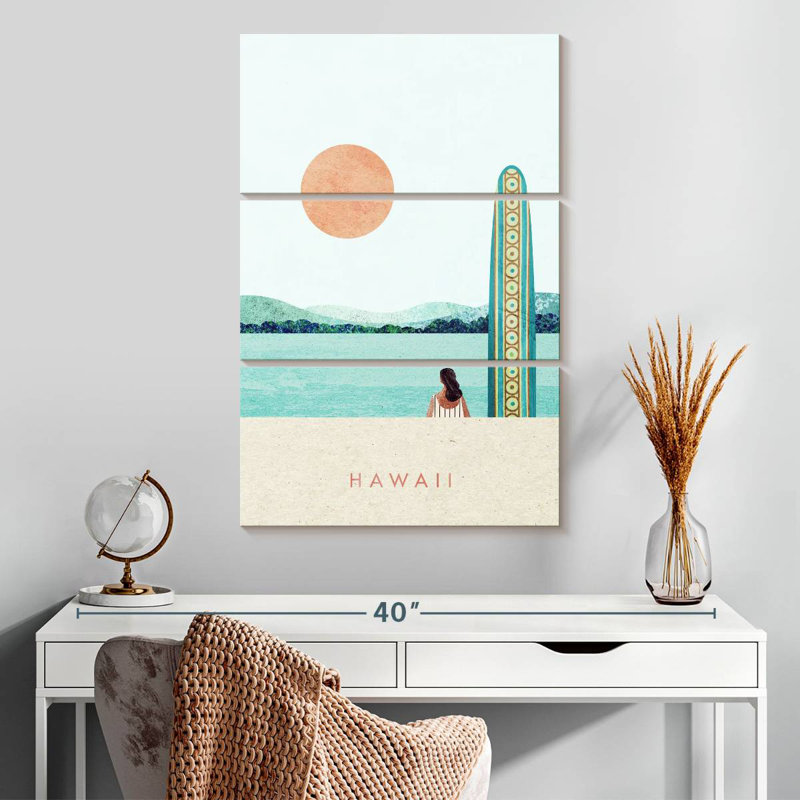 Affiche de voyage Masam Hawaii Surf Vintage, H 32 po x l 20 po