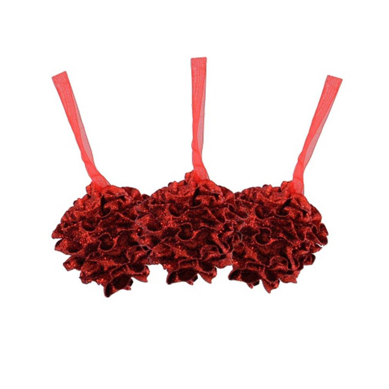 Ornements en forme de boule de Noël incassable à paillettes rouge 3ct 3 "(75mm)