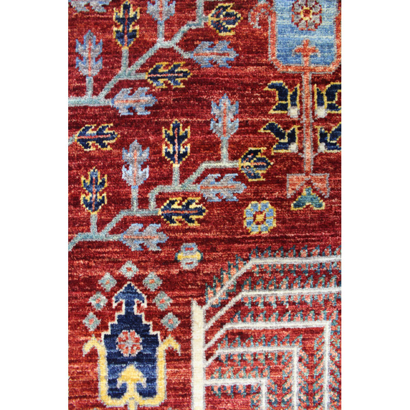 Tapis unique rouge / bleu / ivoire 6 pi x 9 pi Bakowish Willow