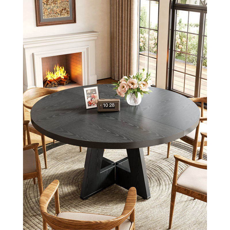Liena 47'' Round Dining Table, Black