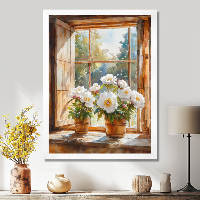 Carrolltown - décoration murale florale, H 32 po x l 16 po, Reproduction encadrée d'une seule photo, Blanc