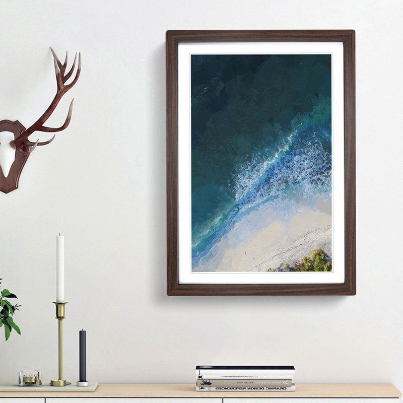 High Above the Maldives in Abstract - Picture Frame Graphic Art Print, 65cm H x 48cm W x 2cm D, Walnut Framed