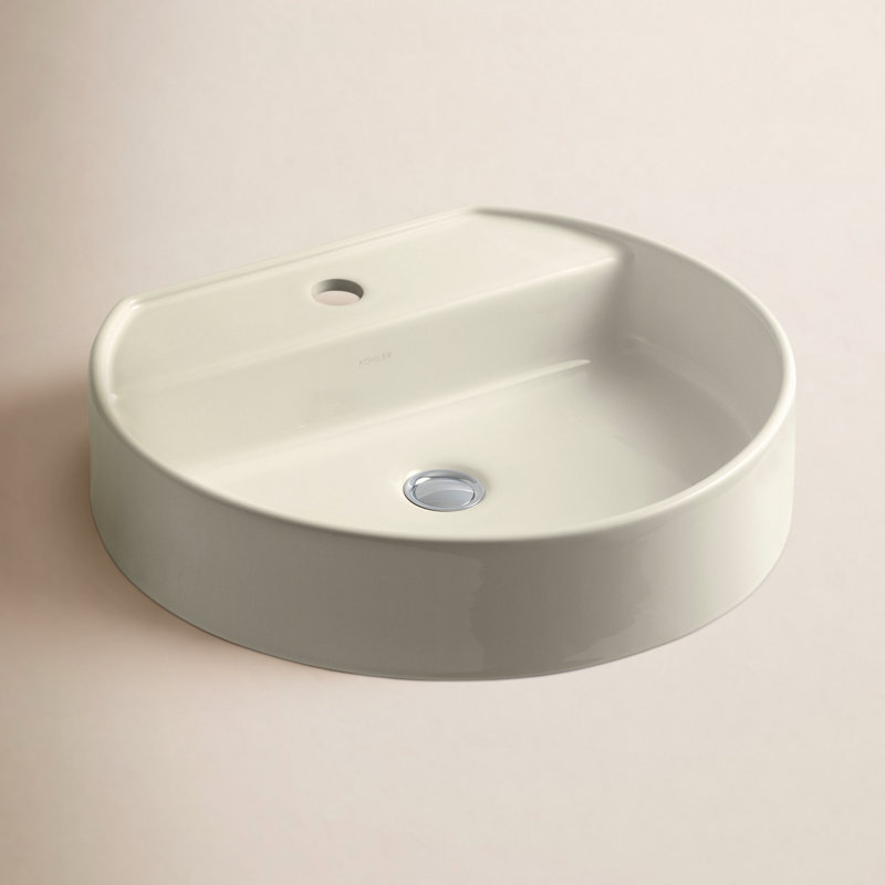 Chord Wading Pool Vessel Bathroom Sink, Robinets à monotrou, Amande