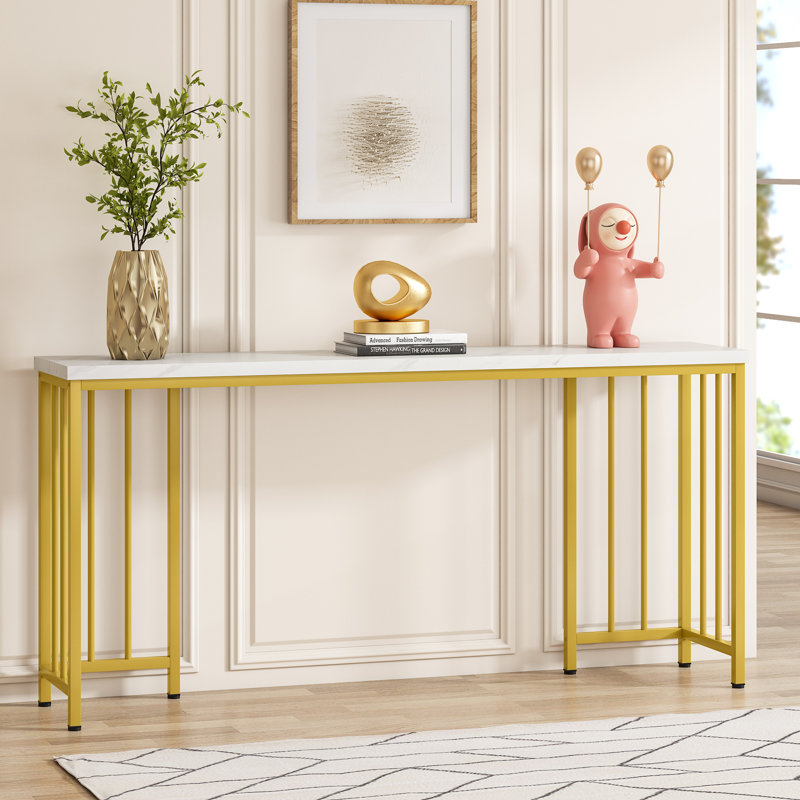Table de canapé extra longue de 70,9 pouces, console longue rustique, table d'entrée étroite pour le salon, le couloir, le vestibule