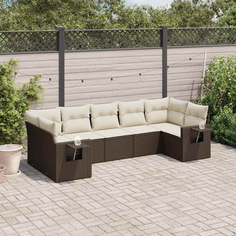 Ensemble de canapé de jardin Vidaxl brun, blanc crème