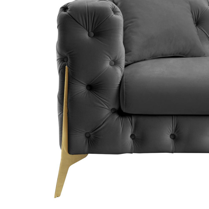 Spiceland 2 Seater Velvet Sofa, Grey