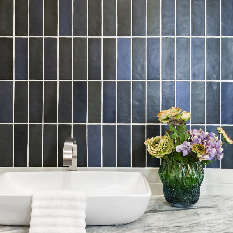 Subway Tile 3" x 8" Ceramic Subway Tile, Blue