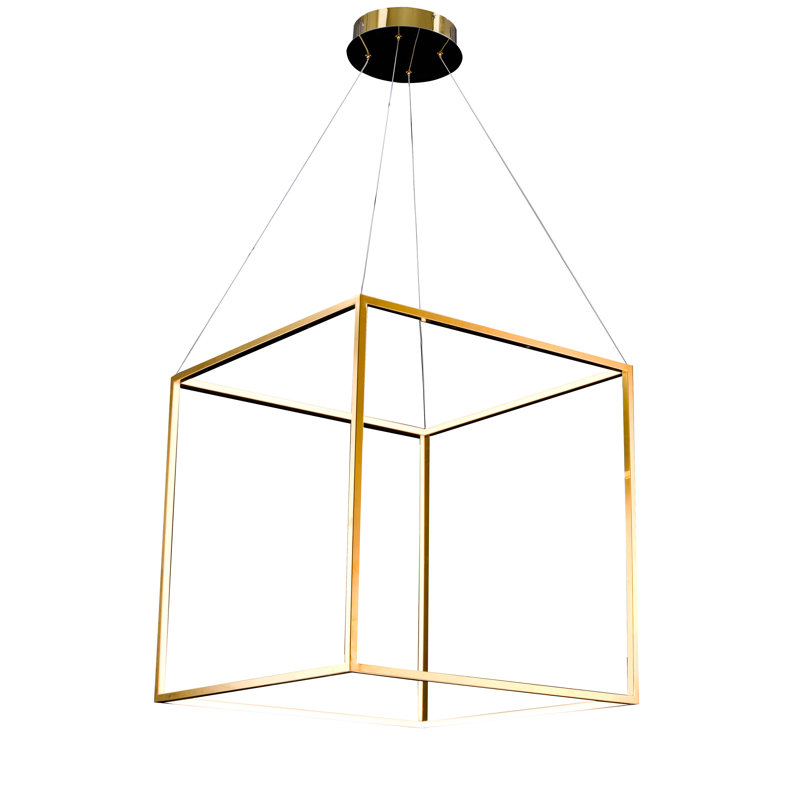 Modern 1 Light LED Square Pendant, 25.5" H x 25.5" W x 25.5" D