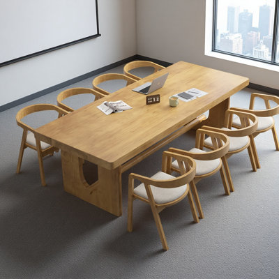 Simple Solid Wood Burlywood Conference Tables by Latitude Run