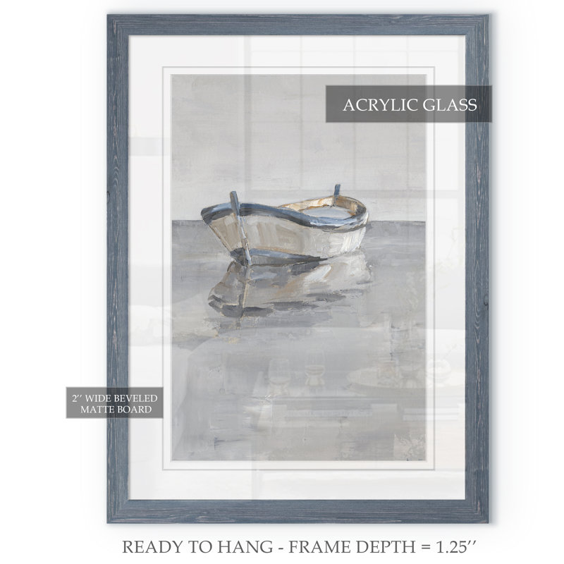 « bateau on the horizon ii » par paul cezanne-cadre photo, reproduction d’art, H 32 po x l 44 po x P 1,25 po, Blanc mat