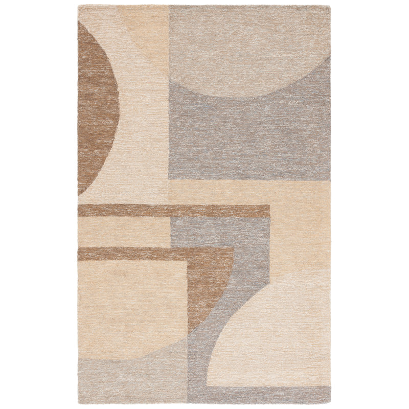 Tapis abstrait en coton et jute touffeté à la main AnyelaHand, Rectangle 6 pi x 9 pi