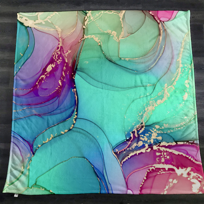 Throw Blanket, 51" W x 60" L, Abstract, Green