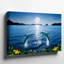 Toile, scène sereine de nuit avec deux dauphins sautant gracieusement de l'art mural The Calm Shimmering Waters-1651689498