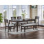 Banc de style contemporain, revêtement gris, finition chêne foncé, salle à manger, look