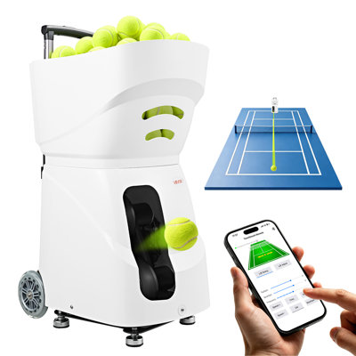 Tennis Ball Machine,4H Runtimeand110 Ball Capacity Auto Ball Launcher, for Beginners and Pro Practice Training, with App Remote Control, Spin Control, 2 Training Modes, and Speeds up to 75MPH