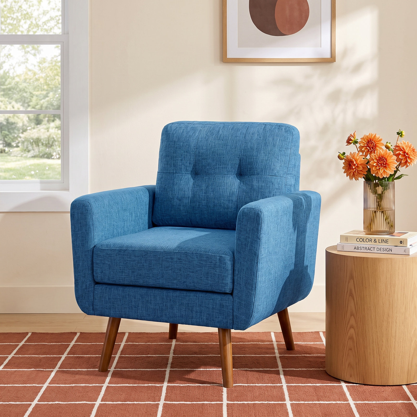 Estes Linen Armchair, Blue Linen