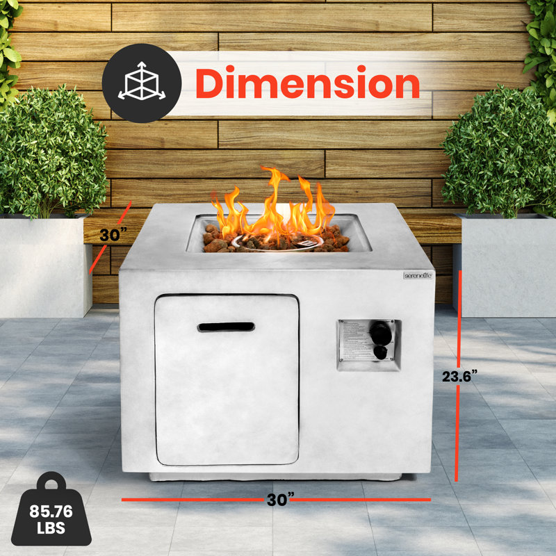 SereneLife Weatherproof Gray Propane Gas Fire Pit Table