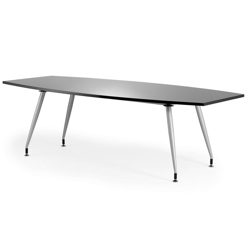Boat Shaped Conference Table, 80cm H x 240cm W x 120cm D, Black