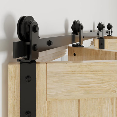 Ensemble de quincaillerie de porte de grange pliable noire (portes non incluses)