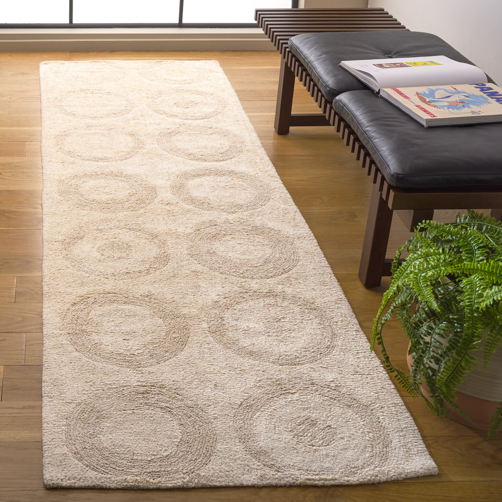 Mullen Ivory Washable Hand-Woven Cotton Rug, Runner 2'3" x 8'