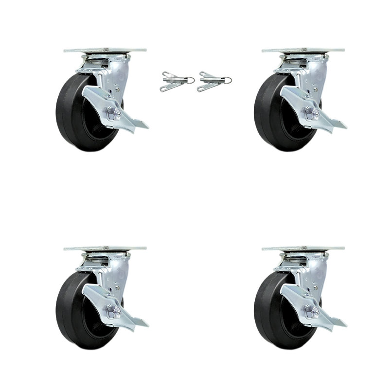 4 Piece Rubber on Steel Caster Set