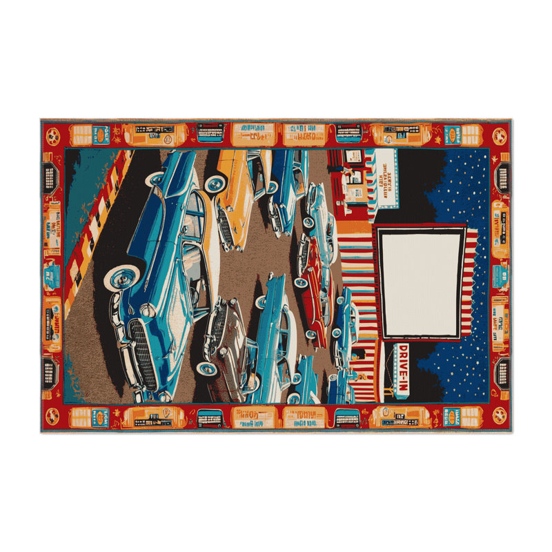 Transportation Brown Indoor and Outdoor Area Rug, Rectangle 3' x 5'