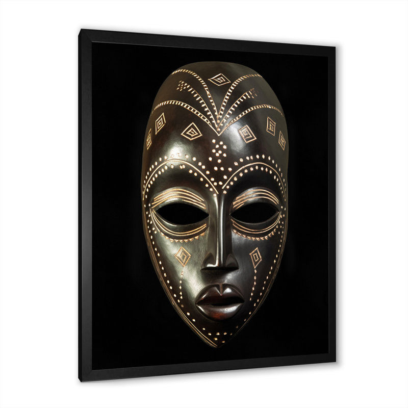 Ethnique masque africain traditionnel XX - Tribal africain grand art mural, H 32 po x l 16 po x P 1 po, Cadre simple noir