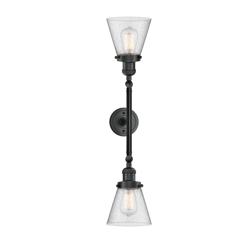 Cone 2 Light Tiltable Bath Vanity Light, 6 Watt Vinage LED Bulb, Seedy, Matte Black
